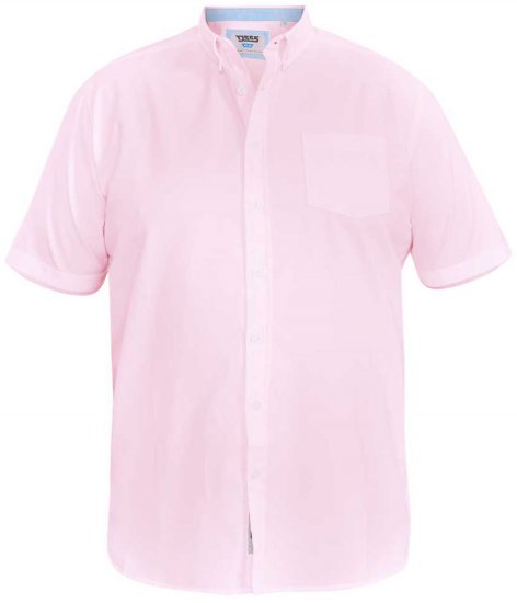 D555 James Short Sleeve Oxford Shirt Pink - Chemises - Chemises Grandes Tailles Hommes