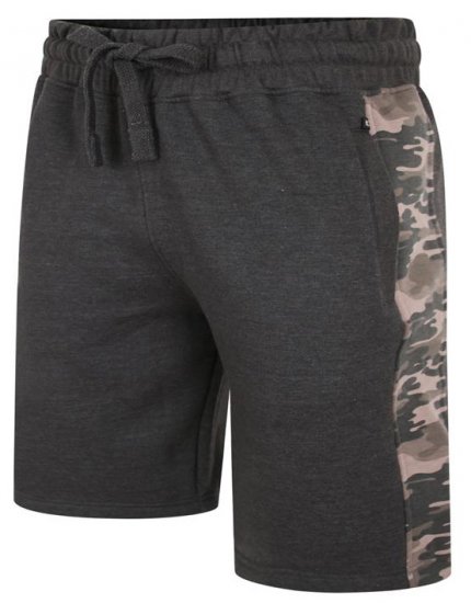 Kam Jeans 3303 Camo Panelled Jog Shorts Charcoal - Pantalons/shorts de survêtement - Survêtement/jogging grandes tailles