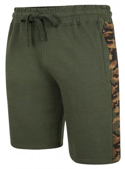 Kam Jeans 3303 Camo Panelled Jog Shorts Khaki - Pantalons/shorts de survêtement - Survêtement/jogging grandes tailles