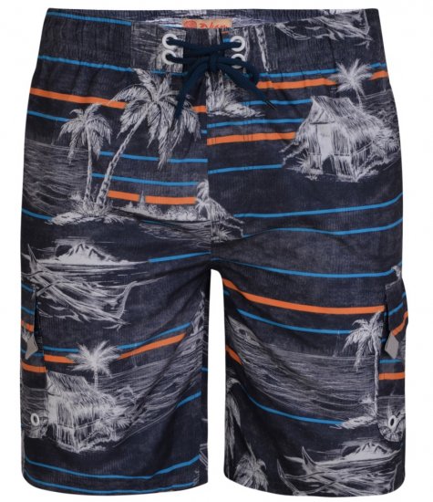 Kam Jeans Palm Print Swim Shorts Charcoal - Sous-vêtements & bain - Sous-vêtements Grande Taille