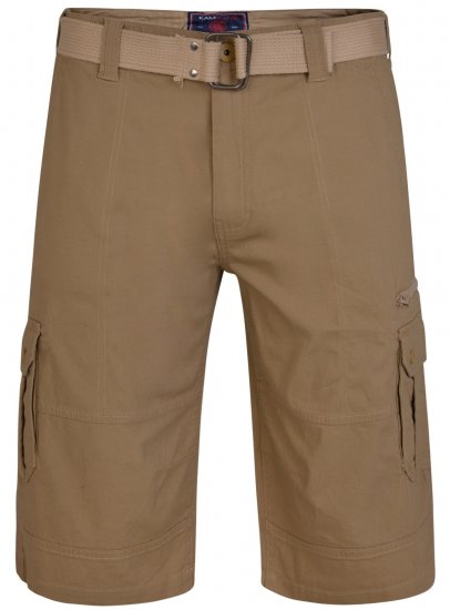 Kam Jeans 343 Cargo Stretch Shorts with Belt Sand - Shorts - Shorts hommes grande taille