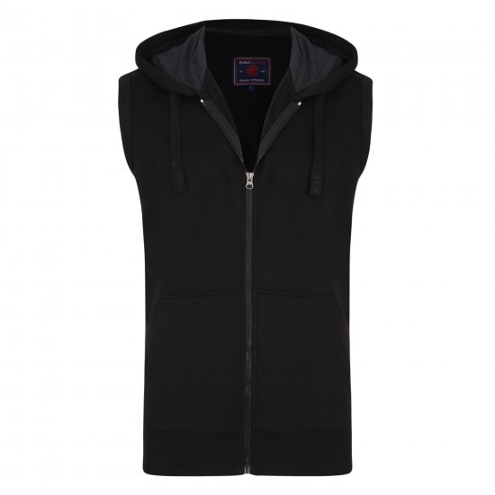 Kam Jeans Sleeveless Zip Thru Hoody Black - Sweatshirts & hoodies - Sweatshirts/Hoodies grande taille homme