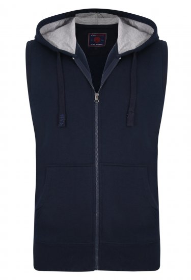 Kam Jeans Sleeveless Zip Thru Hoody Navy - Sweatshirts & hoodies - Sweatshirts/Hoodies grande taille homme