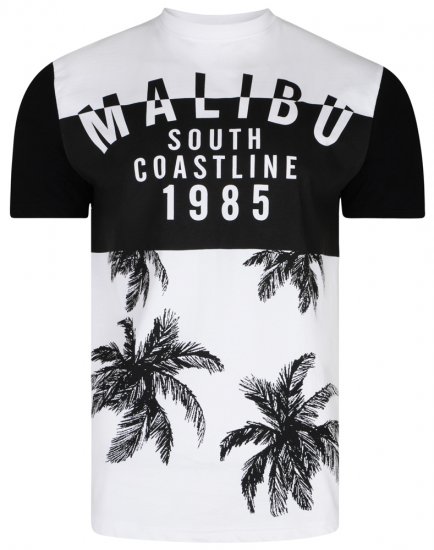 Kam Jeans 5228 Malibu T-shirt Black/White - T-shirts - T-shirts Homme Grande Taille