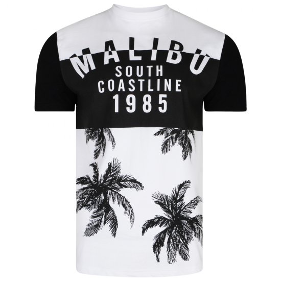 Kam Jeans 5228 Malibu T-shirt Black/White - T-shirts - T-shirts Homme Grande Taille