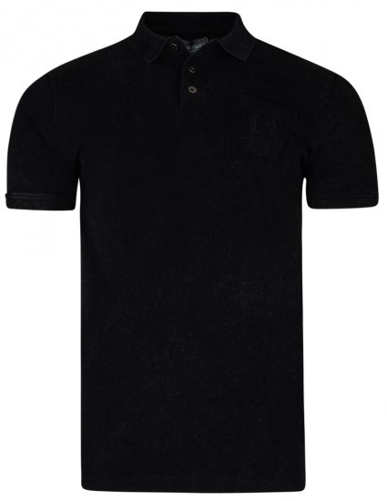 Kam Jeans 5232 Acid Wash Polo Black - Polos - Polos homme grande taille