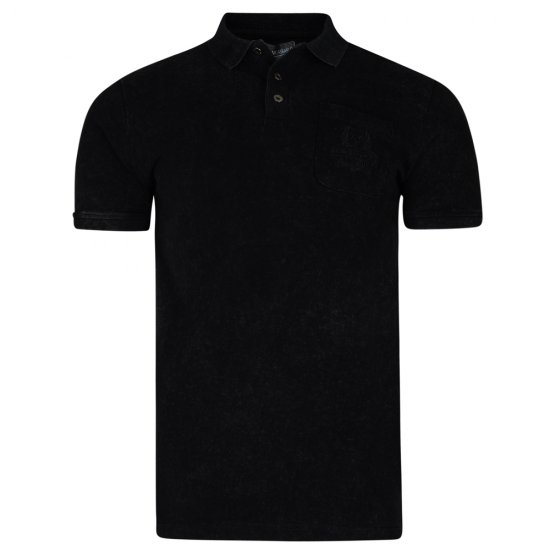 Kam Jeans 5232 Acid Wash Polo Black - Polos - Polos homme grande taille