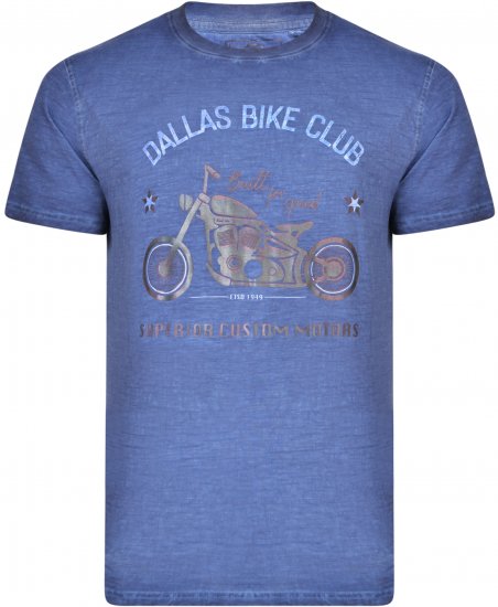 Kam Jeans 5316 Dallas Bike Club T-shirt Indigo Blue - T-shirts - T-shirts Homme Grande Taille