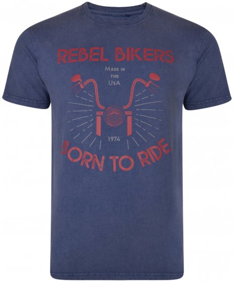 Kam Jeans 5319 Rebel Bikers T-shirt Indigo Blue - T-shirts - T-shirts Homme Grande Taille