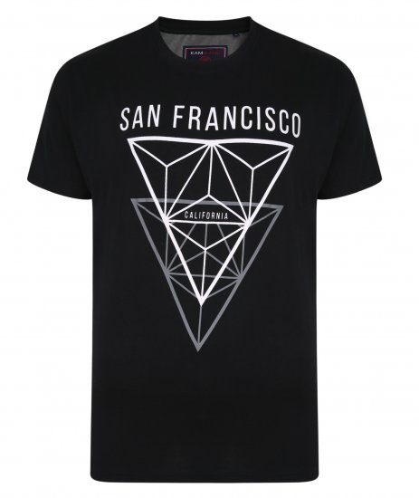Kam Jeans 5334 San Fransisco Tee Black - T-shirts - T-shirts Homme Grande Taille