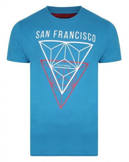 Kam Jeans 5334 San Fransisco Tee Blue - T-shirts - T-shirts Homme Grande Taille