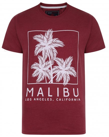Kam Jeans 5336 Malibu T-Shirt Burgundy - T-shirts - T-shirts Homme Grande Taille