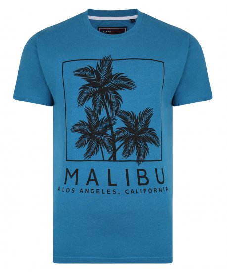 Kam Jeans Malibu Crew Neck Tee Turk Blue - T-shirts - T-shirts Homme Grande Taille