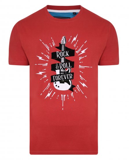 Kam Jeans 5337 Rock & Roll Tee Red - T-shirts - T-shirts Homme Grande Taille