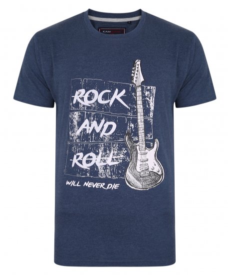Kam Jeans 5338 Rock And Roll Tee Blue - T-shirts - T-shirts Homme Grande Taille