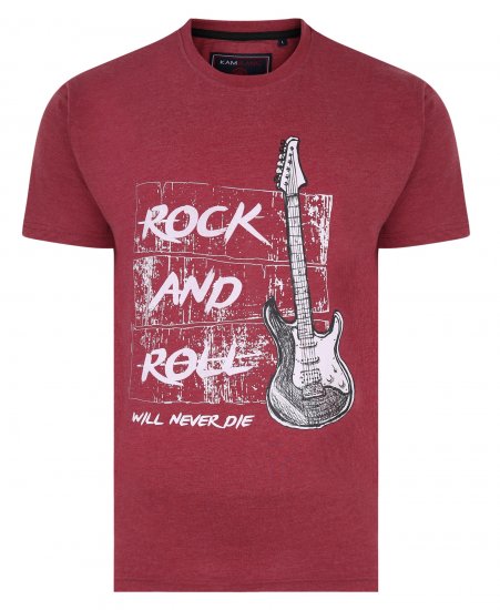 Kam Jeans 5338 Rock And Roll Tee Wine - T-shirts - T-shirts Homme Grande Taille