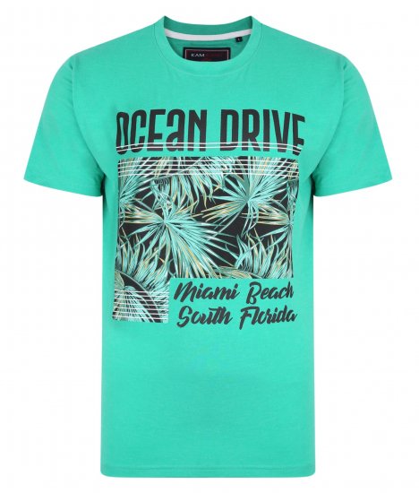 Kam Jeans Ocean Drive Crew Neck Tee Emerald - T-shirts - T-shirts Homme Grande Taille
