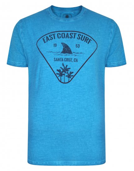 Kam Jeans East Coast Crew Neck Tee Turk Blue - T-shirts - T-shirts Homme Grande Taille