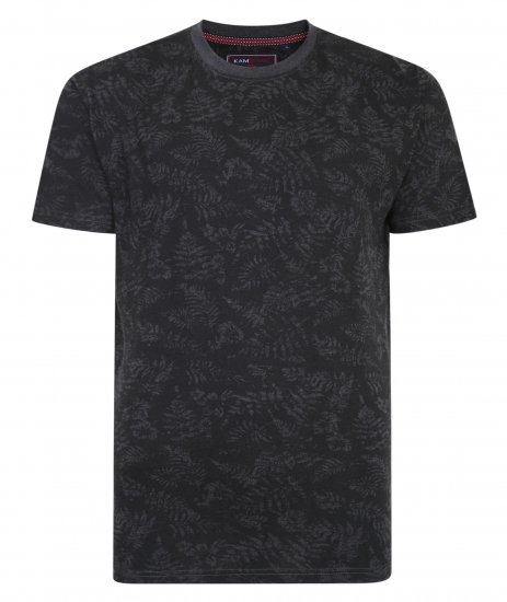 Kam Jeans 5345 Leaf Tee Charcoal - T-shirts - T-shirts Homme Grande Taille