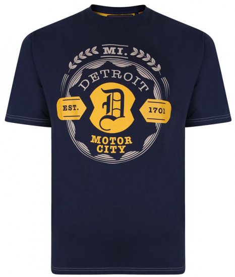 Kam Jeans 5350 Detroits Motors T-shirt Indigo - T-shirts - T-shirts Homme Grande Taille
