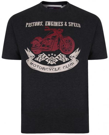 Kam Jeans 5351 Piston Motors Club T-shirt Charcoal - T-shirts - T-shirts Homme Grande Taille