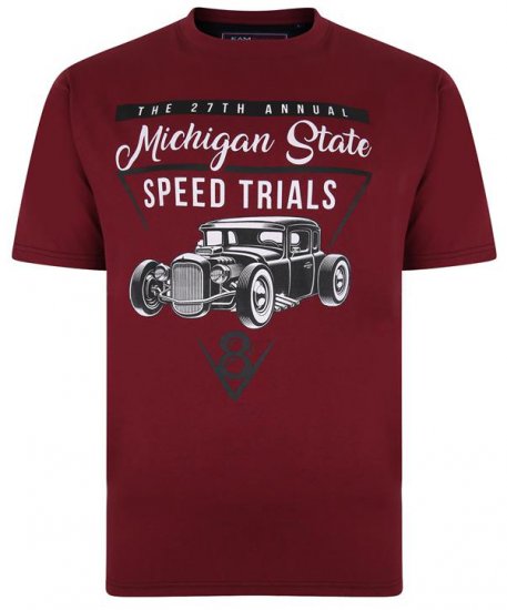 Kam Jeans 5352 Michigan State T-shirt Burgundy - T-shirts - T-shirts Homme Grande Taille