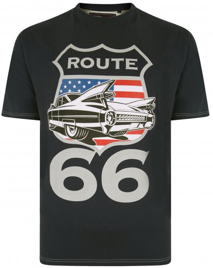 Kam Jeans 5353 Route 66 Print T-shirt Black - T-shirts - T-shirts Homme Grande Taille