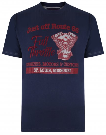 Kam Jeans 5354 Full Throttle Print T-shirt Indigo - T-shirts - T-shirts Homme Grande Taille