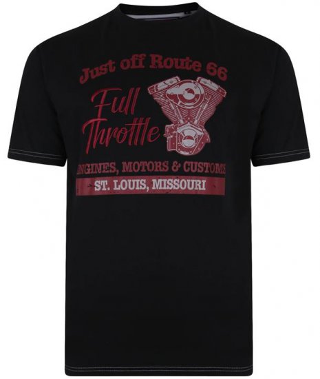 Kam Jeans 5354 Full Throttle Print T-shirt Black - T-shirts - T-shirts Homme Grande Taille