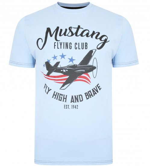 Kam Jeans Mustang Flying Club T-shirt Sky - T-shirts - T-shirts Homme Grande Taille