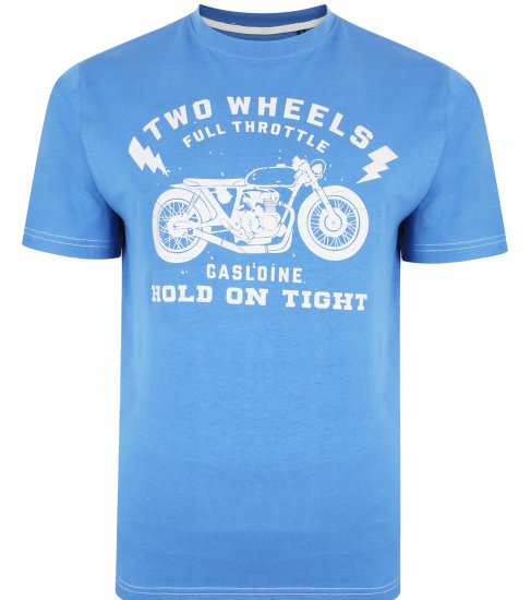 Kam Jeans 5371 Motorbike Print T-shirt Blue - T-shirts - T-shirts Homme Grande Taille