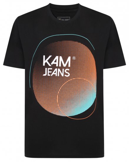 Kam Jeans 5383 Kam Logo Printed Tee Black - T-shirts - T-shirts Homme Grande Taille
