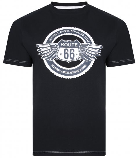 Kam Jeans 5388 Route 66 T-Shirt Black - T-shirts - T-shirts Homme Grande Taille