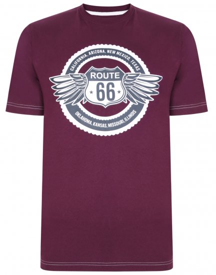 Kam Jeans 5388 Route 66 T-Shirt Purple - T-shirts - T-shirts Homme Grande Taille