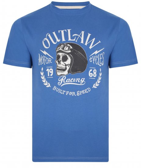 Kam Jeans 5391 Outlaws Skull Print T-Shirt Blue - T-shirts - T-shirts Homme Grande Taille