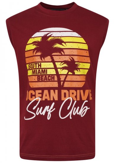 Kam Jeans 5398 Miami Beach Sleeveless Tee Burgundy - T-shirts - T-shirts Homme Grande Taille