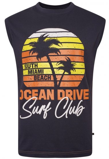 Kam Jeans 5398 Miami Beach Sleeveless Tee Indigo - T-shirts - T-shirts Homme Grande Taille