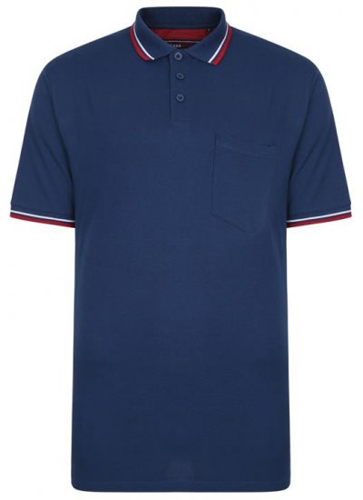 Kam Jeans 5400B Tipped Polo with Pocket Insignia Blue - Polos - Polos homme grande taille