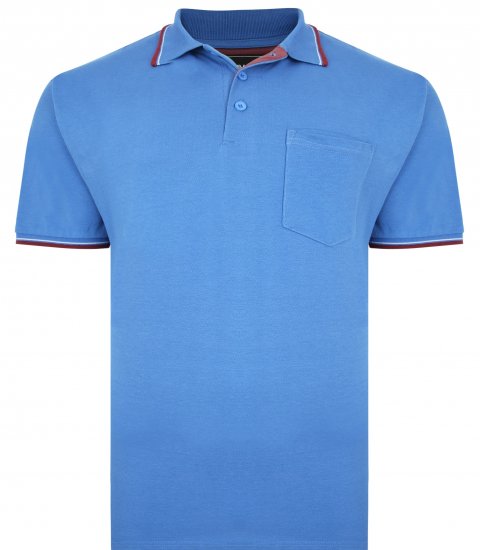 Kam Jeans 5400C Tipped Polo with Pocket Blue - Polos - Polos homme grande taille