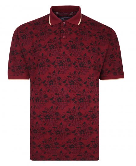 Kam Jeans Floral Print Polo Wine - Polos - Polos homme grande taille