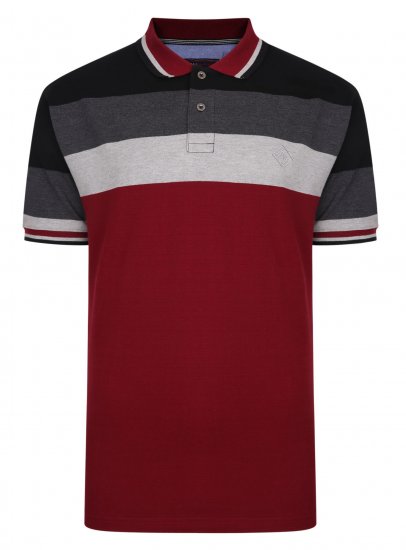 Kam Jeans Contrast Stripe Polo Grey - Polos - Polos homme grande taille