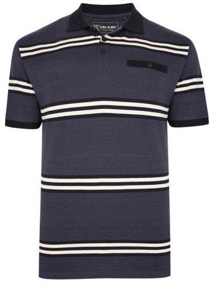 Kam Jeans 5452 Yarn Dye Srtipe Polo Charcoal - Polos - Polos homme grande taille