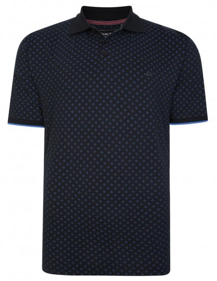 Kam Jeans 5455 Dobby Print Polo Black - Polos - Polos homme grande taille