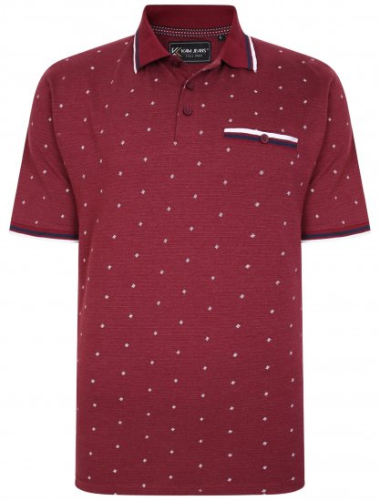 Kam Jeans 5456 Drop Needle Jersey Polo with Dobby Print Burgundy - Polos - Polos homme grande taille
