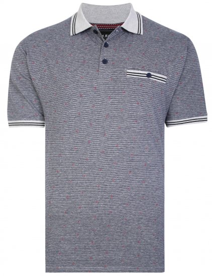Kam Jeans 5456 Drop Needle Jersey Polo with Dobby Print Grey - Polos - Polos homme grande taille