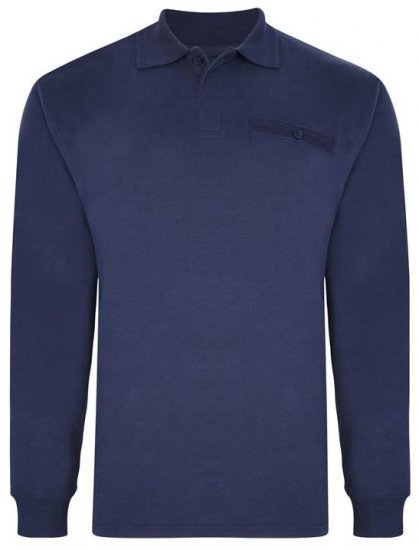 Kam Jeans 5457 LS Peach Finish Polo Navy - Polos - Polos homme grande taille