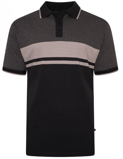 Kam Jeans 5462 Dobby Weave Polo Black - Polos - Polos homme grande taille