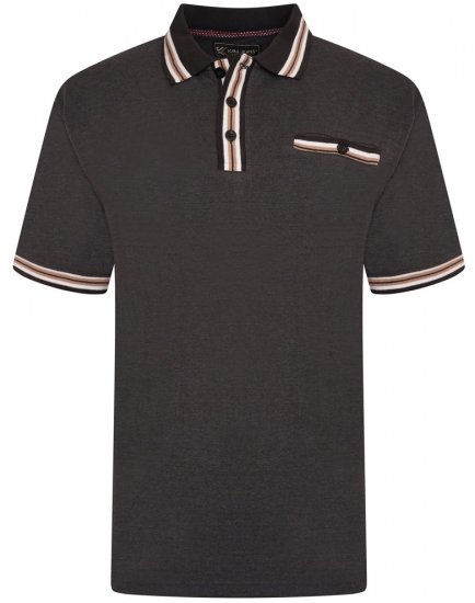 Kam Jeans 5464 Pique Polo Charcoal - Polos - Polos homme grande taille