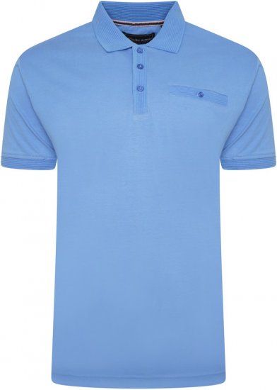 Kam Jeans 5498 Jersey Polo with Self Stripe Jacquard Collar/Cuffs Royal Blue - Polos - Polos homme grande taille