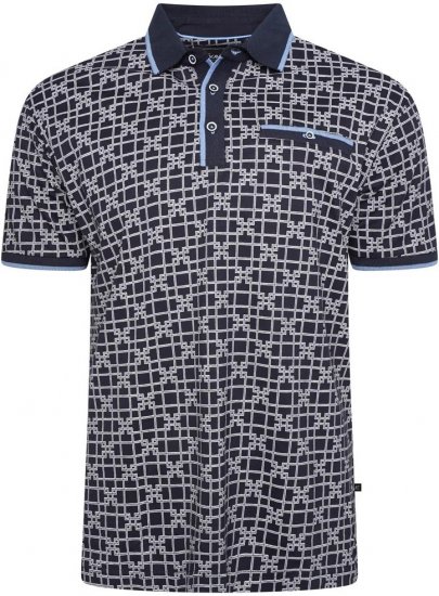 Kam Jeans 5516 Geo-Print Polo Navy - Polos - Polos homme grande taille